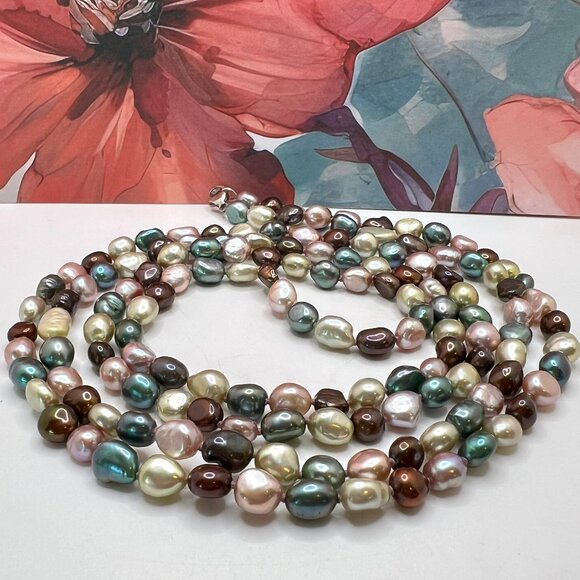 Honora 925 Multi Color Freshwater Pearl Necklace - Picture 1 of 5